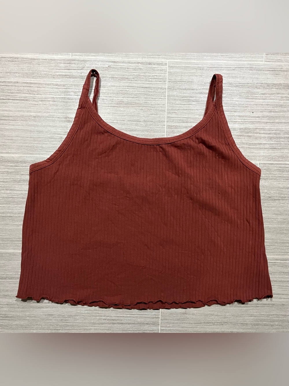 Old Navy Ribbed Crop Cami Tank Top - Rusty Red